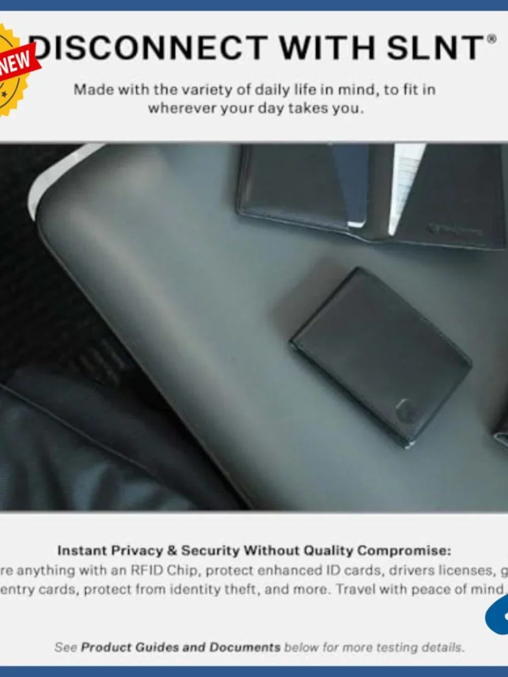 Slim RFID Blocking Bi-Fold Wallet, 6 Card Slots, Napa Leather, Travel Security